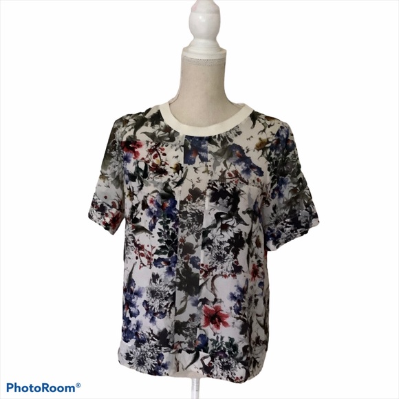 Rebecca Taylor Women's 100% Silk Floral Sheer Blouse Size 4 - Picture 1 of 5